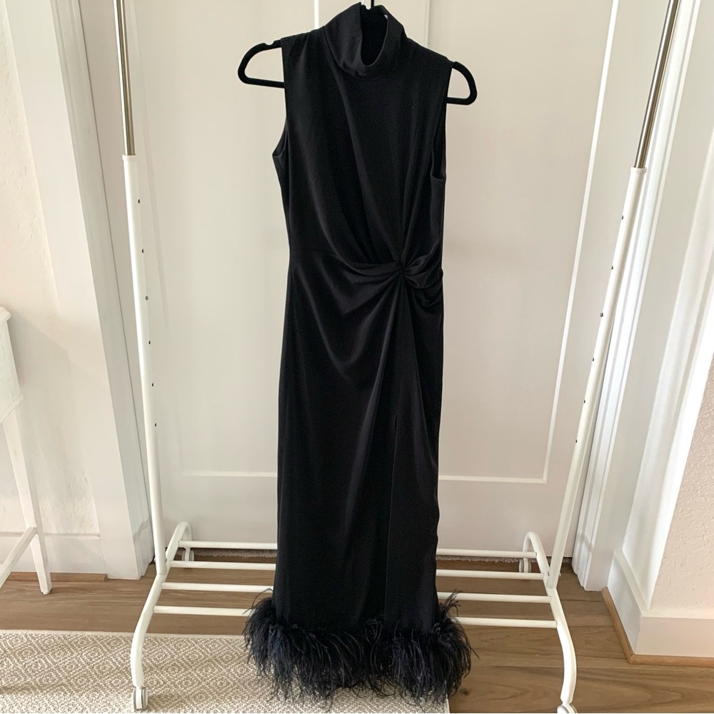 16Arlington Black Maika Feather Bottom Dress